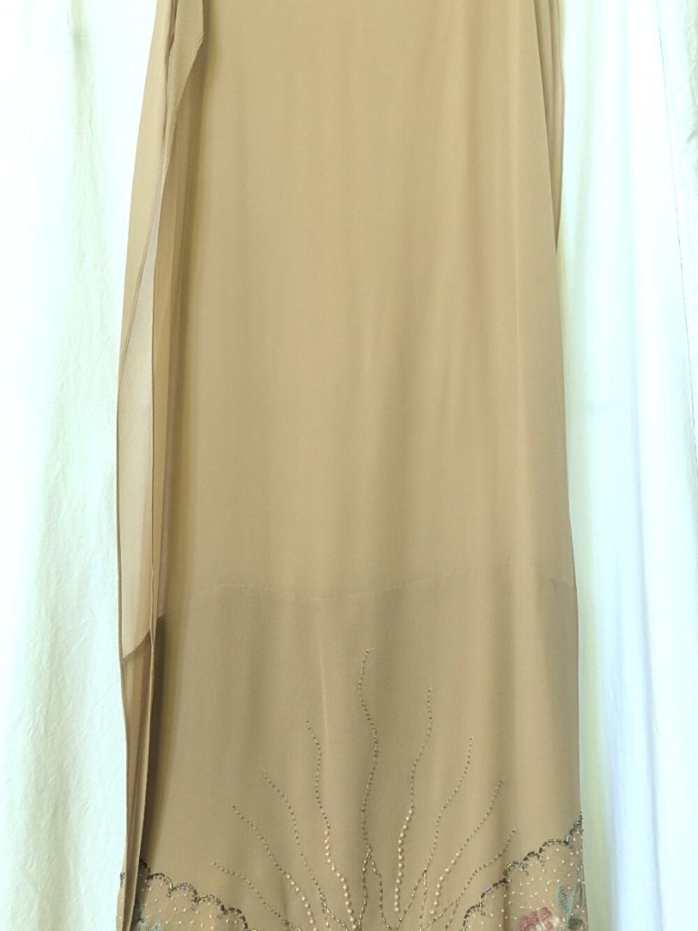 SUE WONG DRESS 8 NEVER WORN BLUSH PEACH MIDI TO TEA LENGTH WITH MATCHING SHAWL - Picture 9 of 13